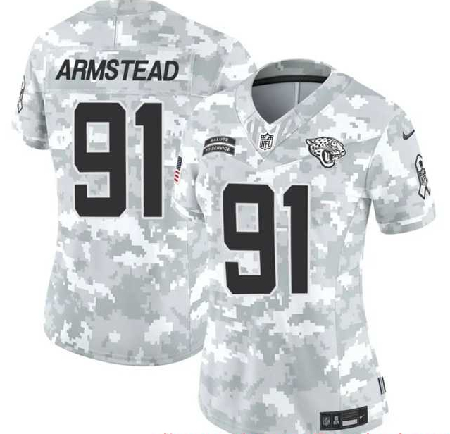 Women%27s Jacksonville Jaguars #91 Arik Armstead 2024 F.U.S.E Arctic Camo Salute To Service Limited Stitched Jersey Dzhi